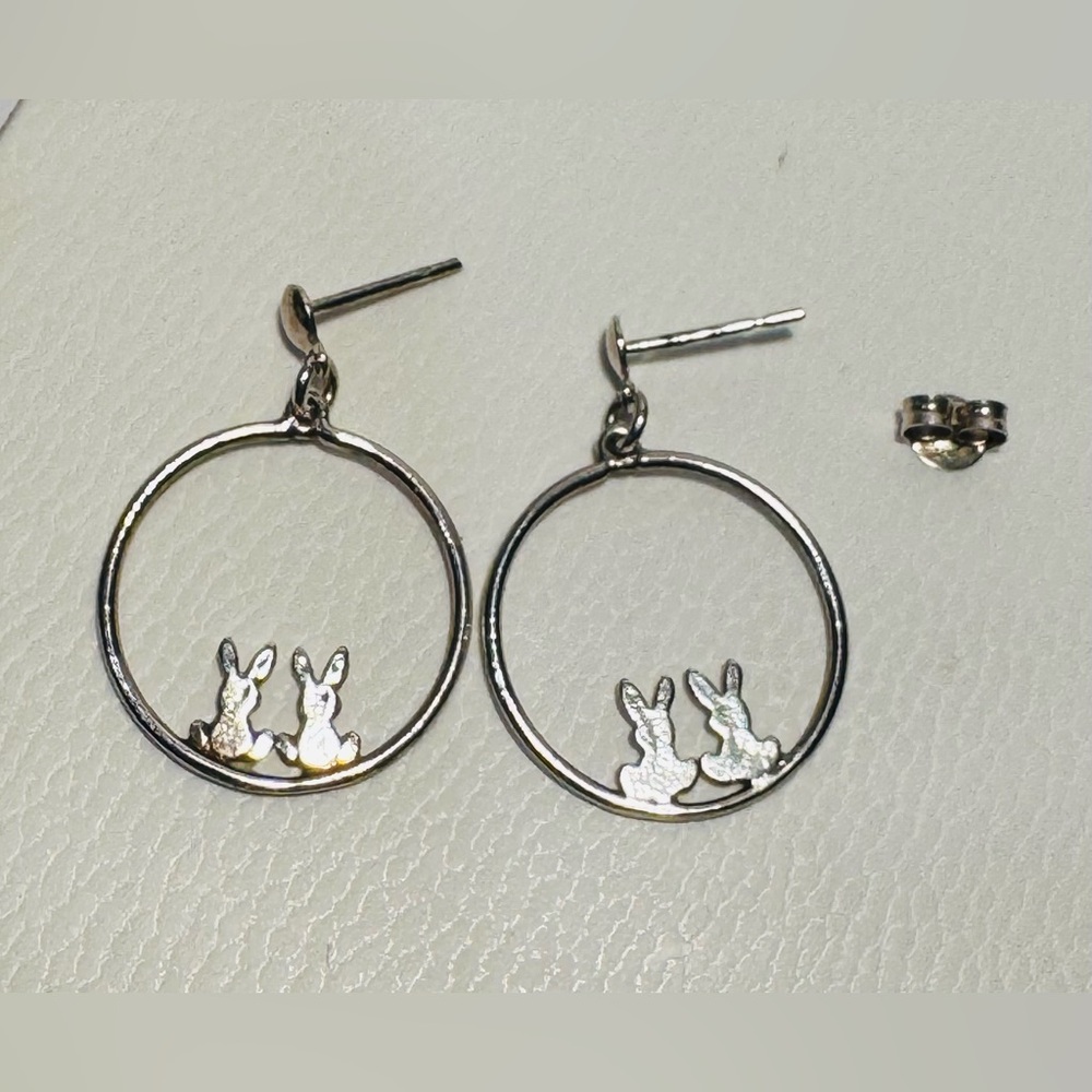 Bunny Hoop Sterling Silver Earrings